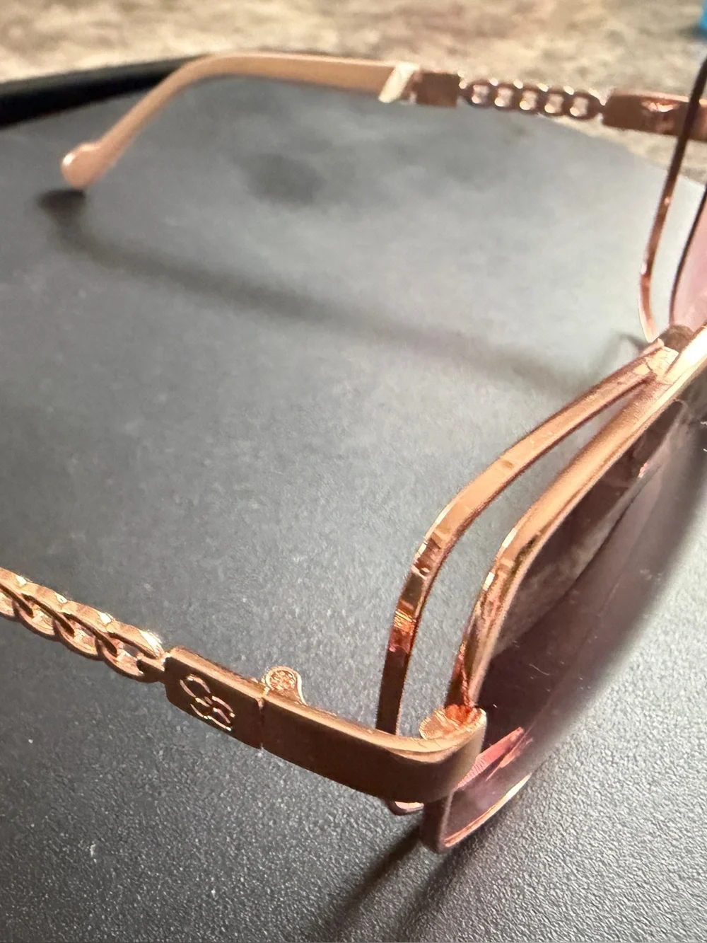 Jessica Simpson Women's Pink-Tinted Rose Gold Aviator Sunglasses Shades NWOT